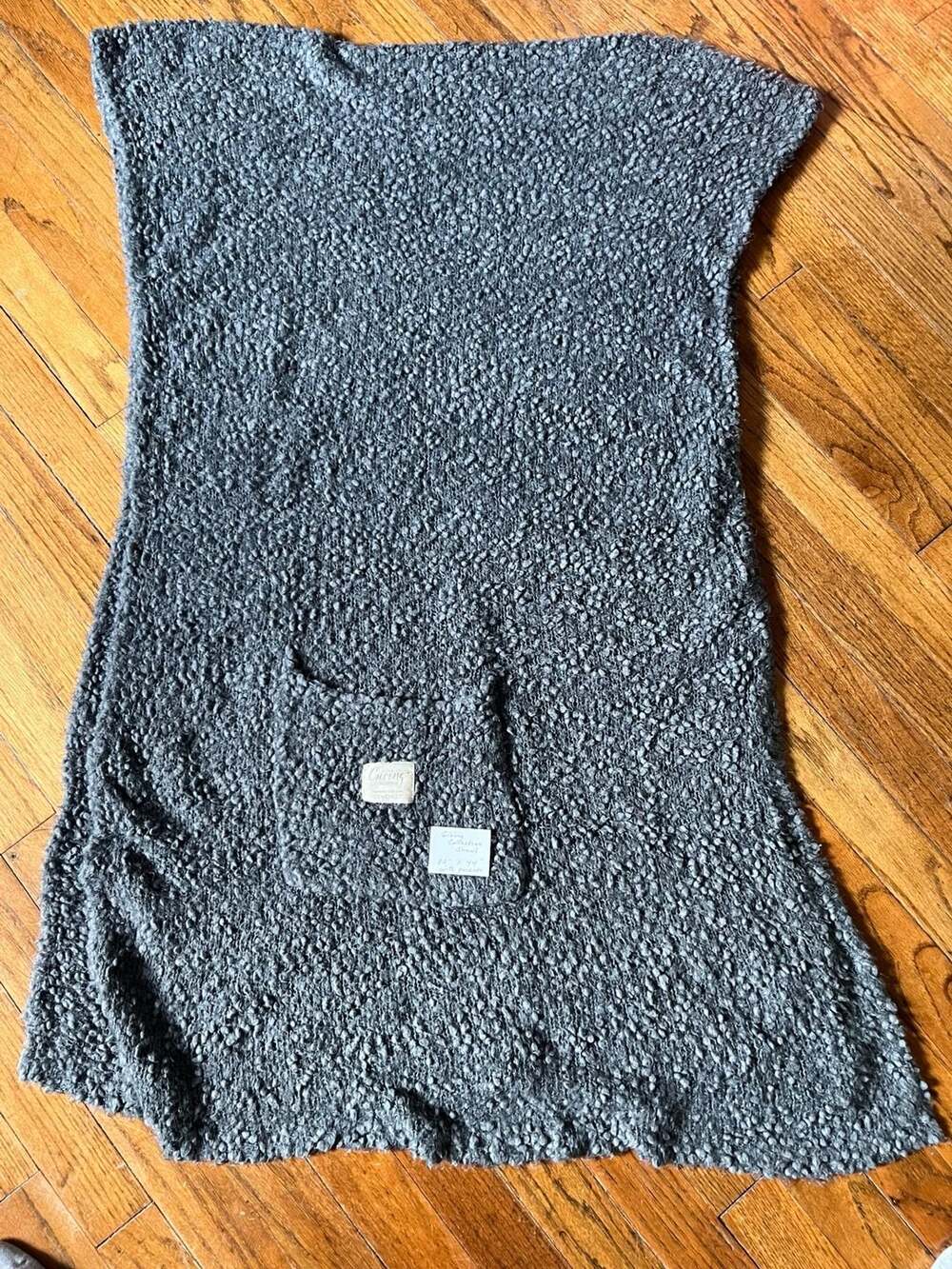 Cozy Pocket Shawl Wrap, Charcoal Gray Oversized Open-Front Layer